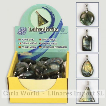 LABRADORITE. Colgante cabujón. Formas surtidas