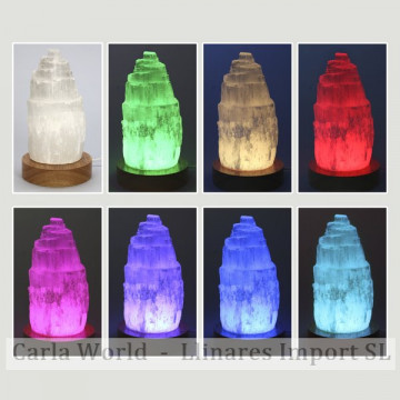 Selenite lamp. Colour change and USB with adapter. 17,5cm