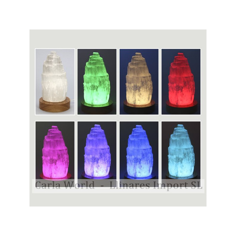 Lampe à sélénite. Changement de couleur et USB avec adaptateur. 17,5cm Lampe à sélénite. Changement de couleur et USB avec adaptateur. 17,5cm