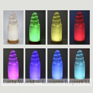 Selenite lamp. Colour change and USB with adapter. 27,5cm