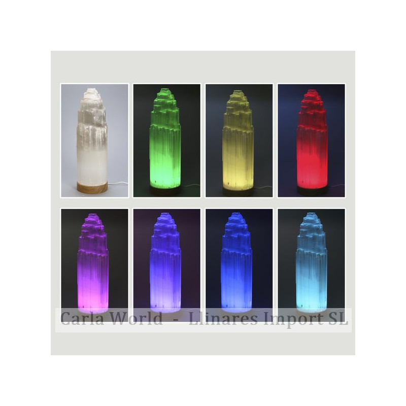 Lámpara Selenita. Cambio de color y USB con adaptador. 32,5cm Lámpara Selenita. Cambio de color y USB con adaptador. 32,5cm