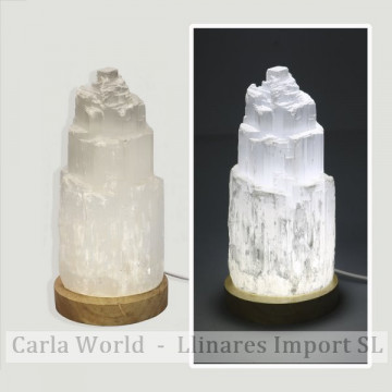 Selenite lamp. White light and USB with adapter. 22cm