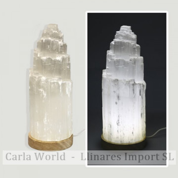 Selenite lamp. White light and USB with adapter. 27cm