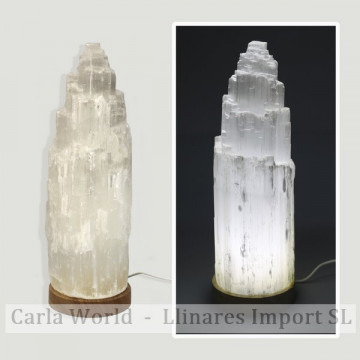 Selenite lamp. White light and USB with adapter. 32cm