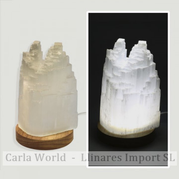 Double Selenite lamp. White light and USB with adapter. 17cm