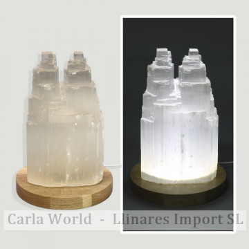 Double Selenite lamp. White light and USB with adapter. 22cm