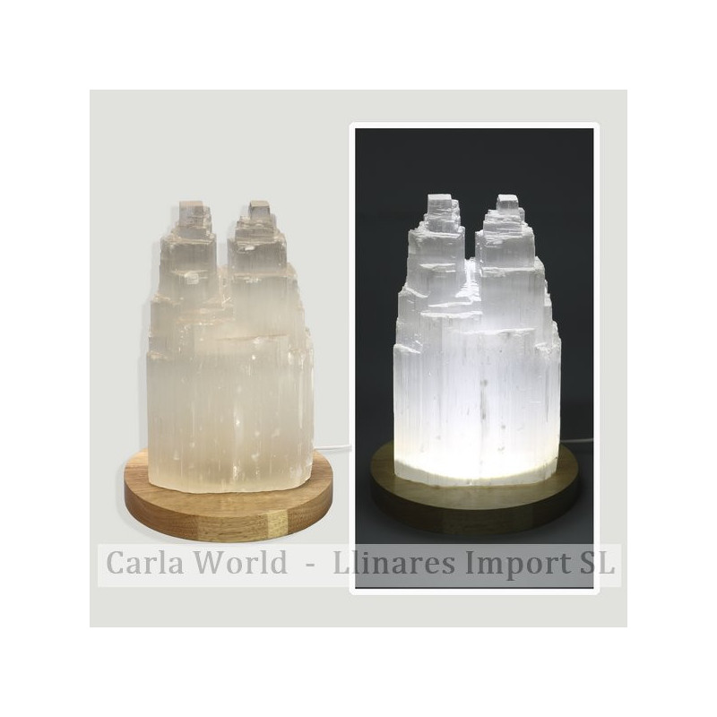 Double Selenite lamp. White light and USB with adapter. 22cm Double Selenite lamp. White light and USB with adapter. 22cm