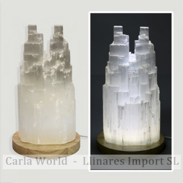Double Selenite lamp. White light and USB with adapter. 27cm