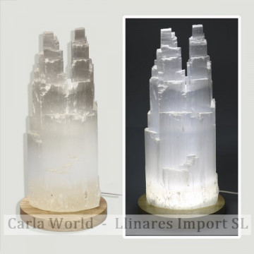 Double Selenite lamp. White light and USB with adapter. 32cm