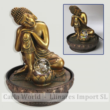 Resin source. Golden Buddha with ball. 23x23x29cm