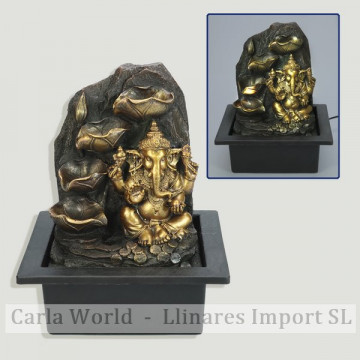 Fuente resina. Ganesha dorada. 23x17x25cm