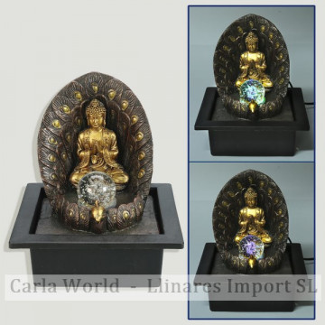 Resin source. Golden Buddha altar with ball. 23x17x25cm
