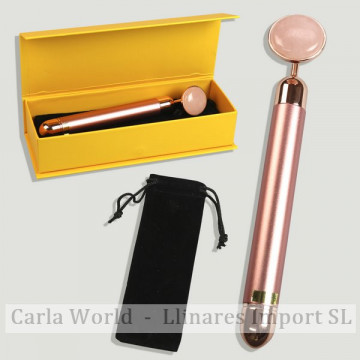 Vibrating facial massager. Pink quartz. 