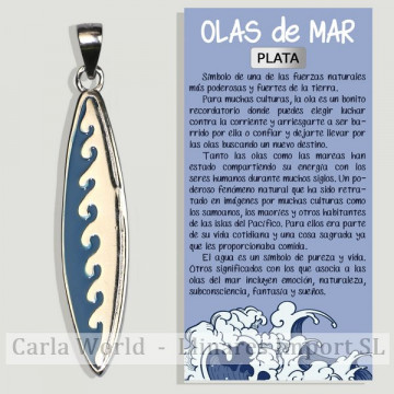 TABLA SURF OLAS. Colgante Plata. 7x33mm.