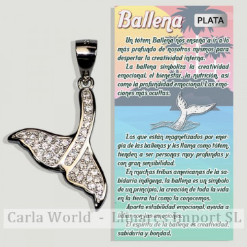 WHALE TAIL. Silver pendant and zircons. 18x14mm.