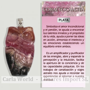 COBALTOCALCITE. Pendentif en argent. Chouette