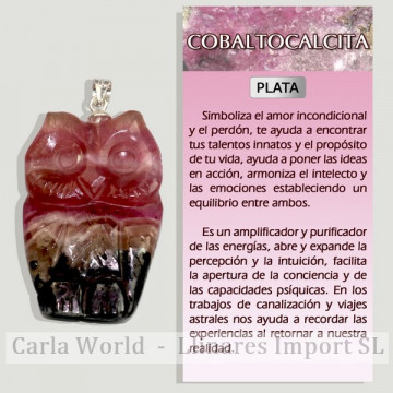 COBALTOCALCITE. Pendentif en argent. Chouette