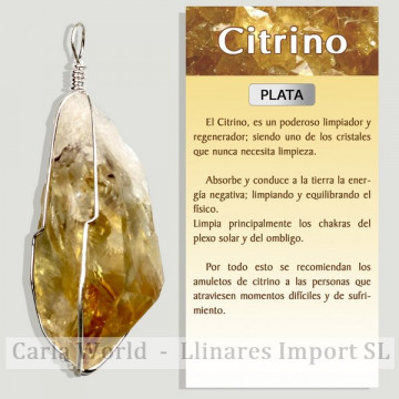 CITRINO à PUNTA. Pendentif panier en métal argenté