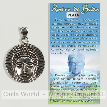 BUDDHA HEAD. Silver pendant. 18mm