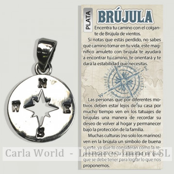 BRÚJULA. Colgante Plata. 15mm