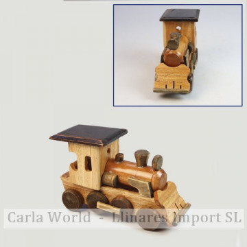Veículo de madeira. Comboio pequeno. 13,5x8x5,3cm