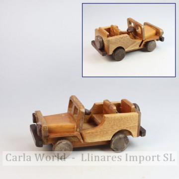 Vehiculo madera jeep pequeño. 13,5x6x5,8cm