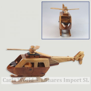 Vehiculo madera helicoptero mediano. 25x10x4,8cm