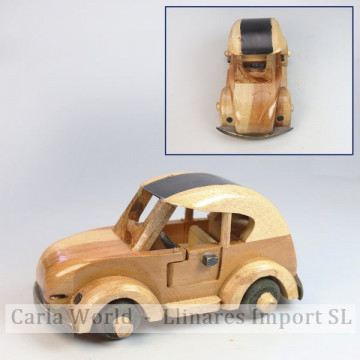 Grand véhicule à bois VW fermé. 18x8,5x10,5cm