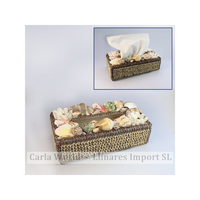 Caja pañuelos conchas 24x13x10cm. Caja pañuelos conchas 24x13x10cm.