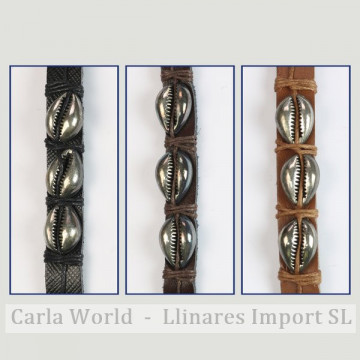 GANCHO 20. Pulsera cuero y metal.  Modelo: Cypraeas. 