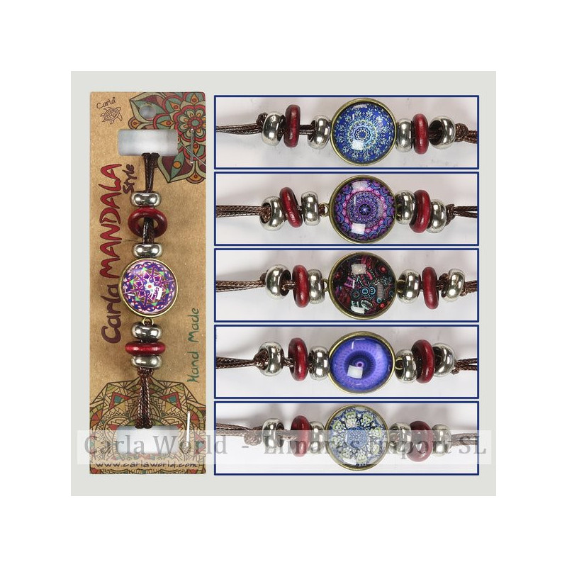 GANCHO 61. Pulsera cordon con esfera. Modelo: Mandala surtido. GANCHO 61. Pulsera cordon con esfera. Modelo: Mandala surtido.