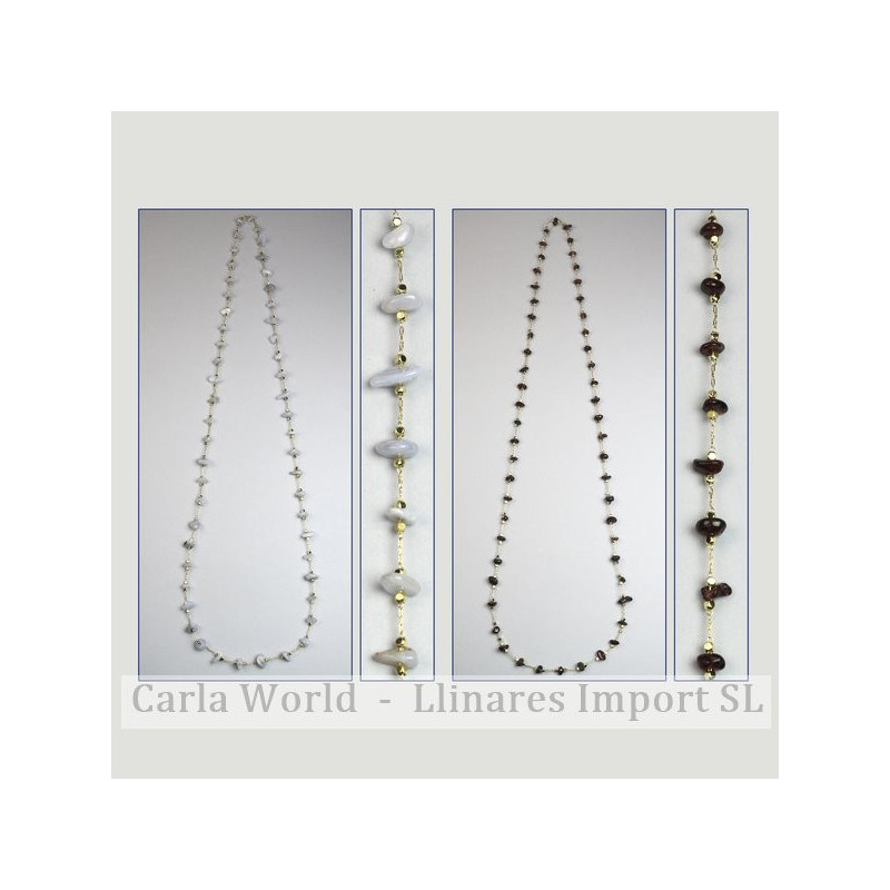 GANCHO 03. Collar 80cm. Modelo: Calcedonia y Granate. GANCHO 03. Collar 80cm. Modelo: Calcedonia y Granate.