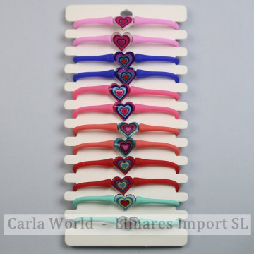 GANCHO 10. Pulsera de verano silicona. Modelo: Corazón. 