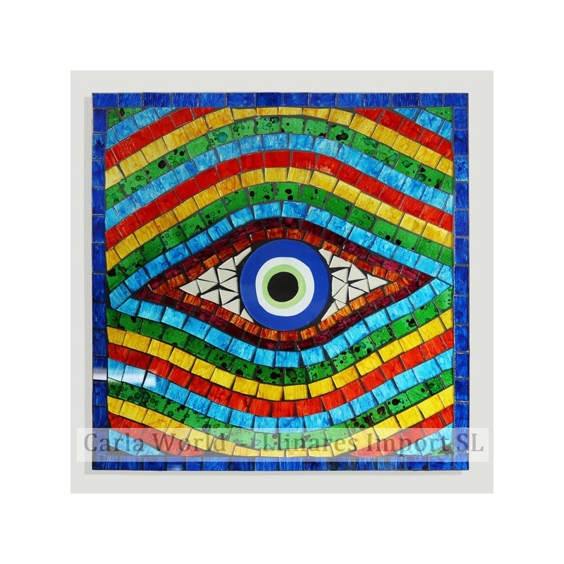 Ojo turco madera mosaico cuadrado. 30x30cm. Ojo turco madera mosaico cuadrado. 30x30cm.