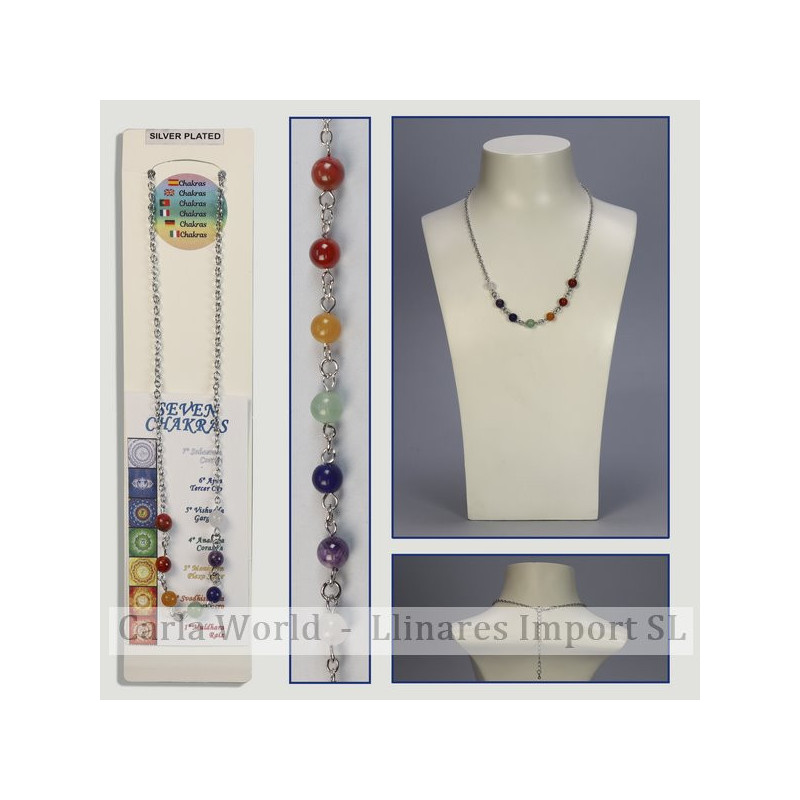 CHAKRA. Collar metal con 7 bolas mineral. CHAKRA. Collar metal con 7 bolas mineral.