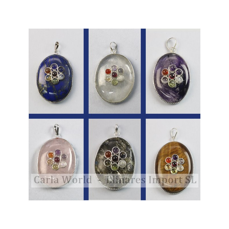 CHAKRA. Colgante Silverplated. Minerales surtidos con flor. CHAKRA. Colgante Silverplated. Minerales surtidos con flor.