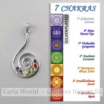 CHAKRA. Colgante Silverplated Espiral cabujon