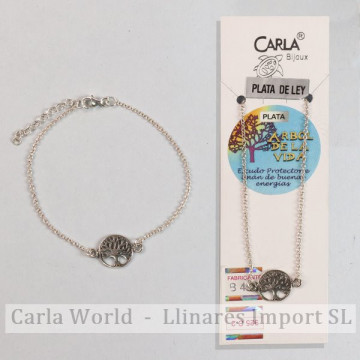 ÁRBOL DE LA VIDA. Pulsera PLATA con motivo de árbol de la vida. 