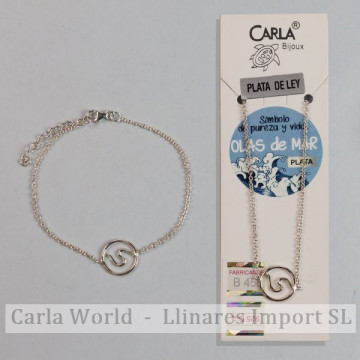 OLA DE MAR. Pulsera PLATA con motivo de ola de mar. 