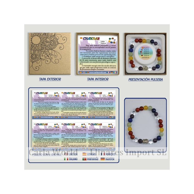 Chakra. Bracelet avec Bouddha. 8 mm. Boîte à cadeau Chakra. Bracelet avec Bouddha. 8 mm. Boîte à cadeau