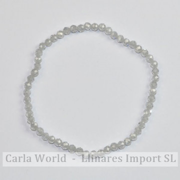 WHITE ZIRCONIA. Faceted ball bracelet. 2mm. 