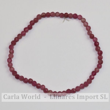 TURMALINA ROSA. Pulsera bola facetada. 2mm. 