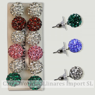 Colorful zirconia ball earrings 10mm