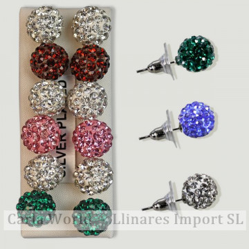 Boucles d'oreilles boules colorées en zircone 10 mm