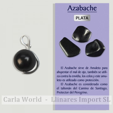 AZEBICHE. Bola prateada de 12 mm e pingente de meridiano