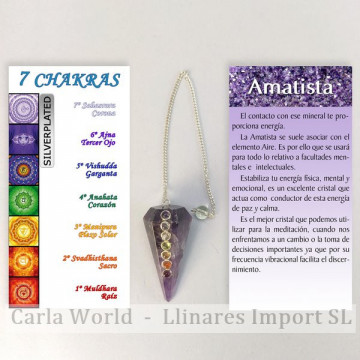 CHAKRA-Amatista. Péndulo silverplated cabujón facetado. 