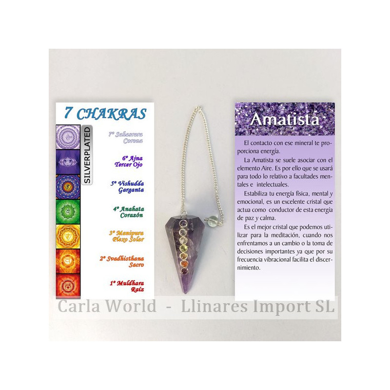 CHAKRA-Amatista. Péndulo silverplated cabujón facetado. CHAKRA-Amatista. Péndulo silverplated cabujón facetado.