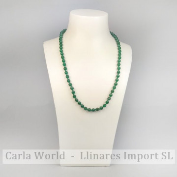 Green Agate ball necklace 6mm. 50cm approx.