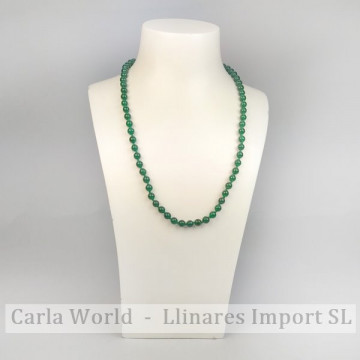 Collier boule en agate verte 6 mm. 50cm environ.