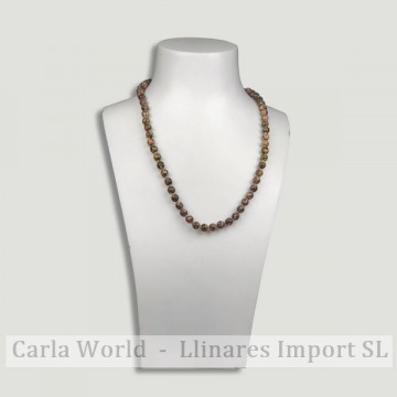 8mm ball leopard jasper necklace. 50cm approx.